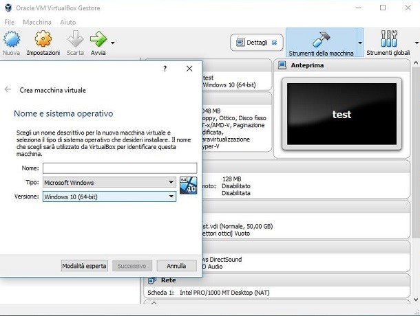 Come configurare VirtualBox