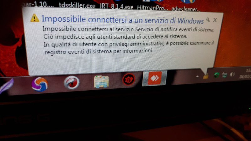 Impossibile connettersi al servizio di notifica eventi. Come risolverlo!