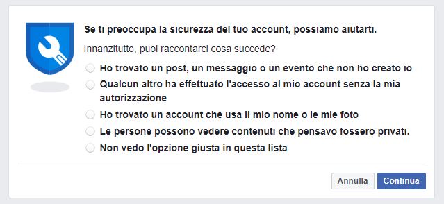 Come segnalare a Facebook il furto del tuo account