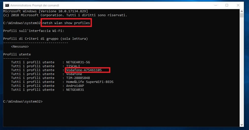 Come scoprire la password del Wi-Fi tramite CMD 