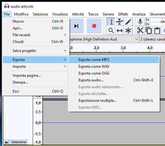 Come migliorare l'audio con Audacity in sole 7 mosse