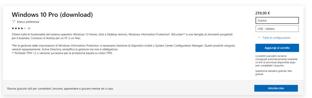 Acquistare Windows 10 Pro
