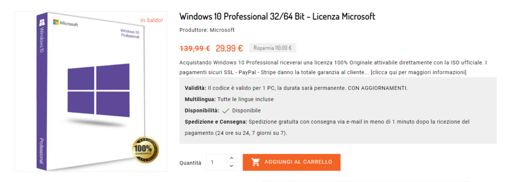 Acquistare Windows 10 Pro al Miglior Prezzo Originale1