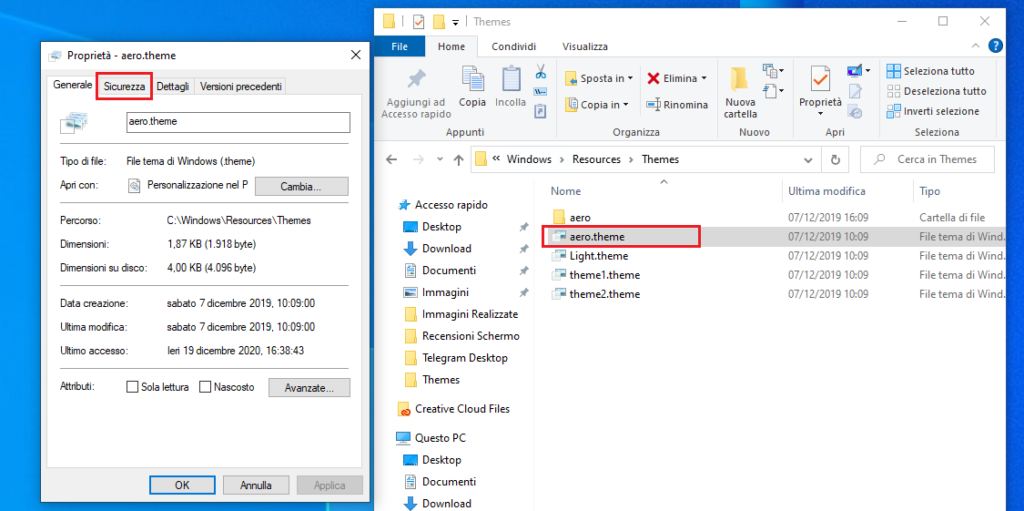 cambiare autorizzazioni file windows 10