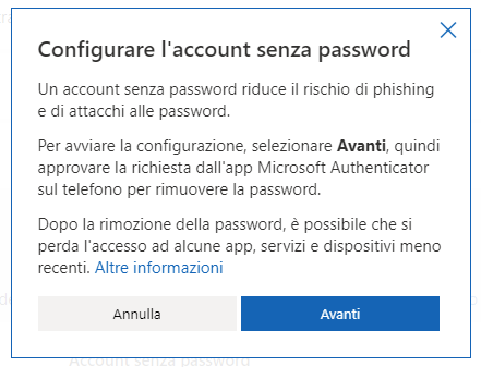 Rimuovere Password Account Microsoft