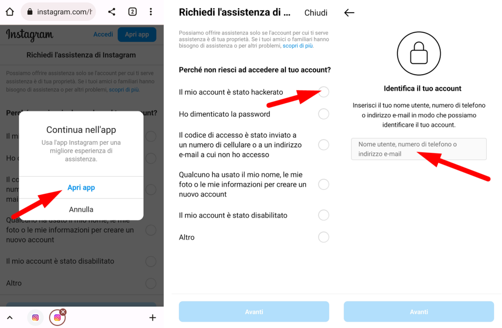 Come recuperare account Instagram rubato 2