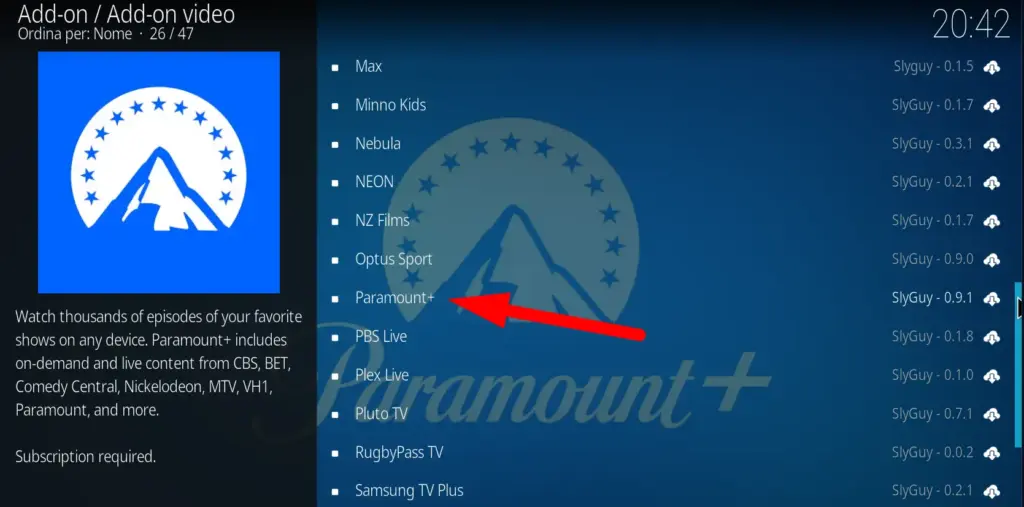 Come installare Paramount Plus su Kodi